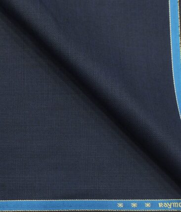 Raymond Dark Aegean Blue Self Checks Poly Viscose Trouser or 3 Piece Suit Fabric (Unstitched - 1.25 Mtr)