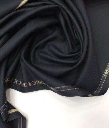 Raymond Dark Navy Blue Self Checks Poly Viscose Trouser or 3 Piece Suit Fabric (Unstitched - 1.25 Mtr)