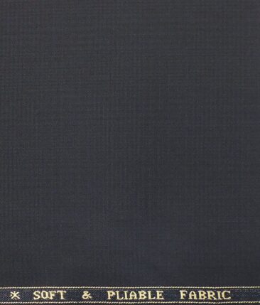 Raymond Dark Navy Blue Self Checks Poly Viscose Trouser or 3 Piece Suit Fabric (Unstitched - 1.25 Mtr)