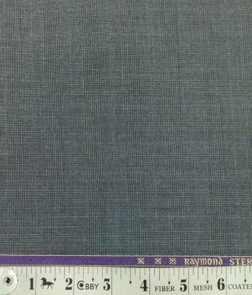 Raymond Fossil Grey Self Checks Poly Viscose Trouser or 3 Piece Suit Fabric (Unstitched - 1.25 Mtr)