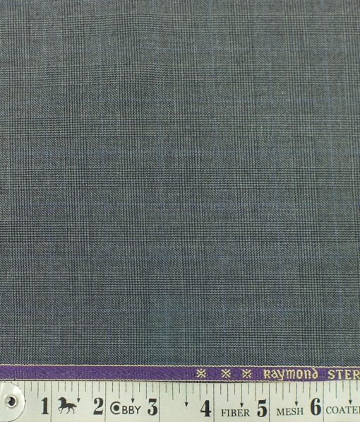 Raymond Fossil Grey Self Checks Poly Viscose Trouser or 3 Piece Suit Fabric (Unstitched - 1.25 Mtr)