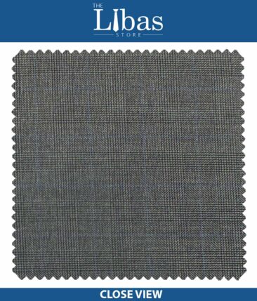 Raymond Fossil Grey Self Checks Poly Viscose Trouser or 3 Piece Suit Fabric (Unstitched - 1.25 Mtr)