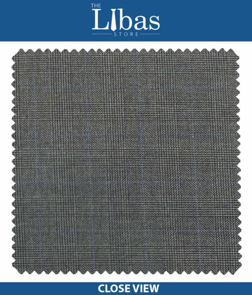 Raymond Fossil Grey Self Checks Poly Viscose Trouser or 3 Piece Suit Fabric (Unstitched - 1.25 Mtr)