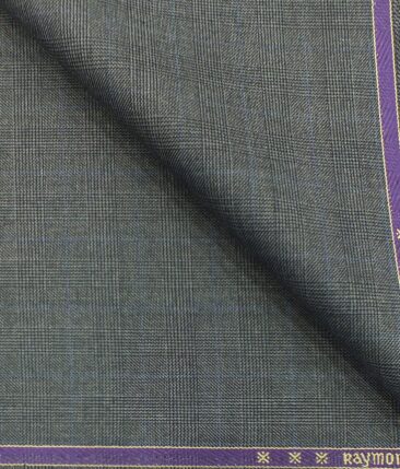 Raymond Fossil Grey Self Checks Poly Viscose Trouser or 3 Piece Suit Fabric (Unstitched - 1.25 Mtr)