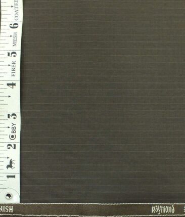 Raymond Coffee Brown Self Striped Poly Viscose Trouser or 3 Piece Suit Fabric (Unstitched - 1.25 Mtr)