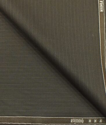 Raymond Coffee Brown Self Striped Poly Viscose Trouser or 3 Piece Suit Fabric (Unstitched - 1.25 Mtr)