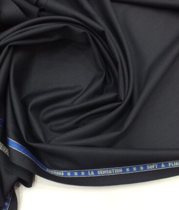 Raymond Dark Navy Blue Self Structured Checks Poly Viscose Trouser or 3 Piece Suit Fabric (Unstitched - 1.25 Mtr)