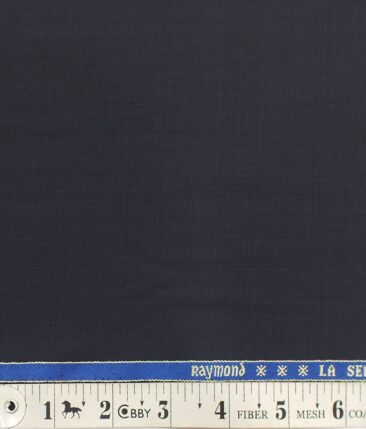 Raymond Dark Navy Blue Self Structured Checks Poly Viscose Trouser or 3 Piece Suit Fabric (Unstitched - 1.25 Mtr)