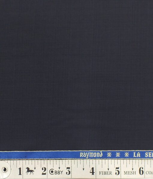 Raymond Dark Navy Blue Self Structured Checks Poly Viscose Trouser or 3 Piece Suit Fabric (Unstitched - 1.25 Mtr)