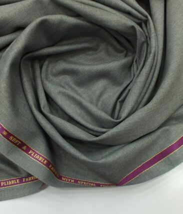 Raymond Light Worsted Grey Self Structured Checks Poly Viscose Trouser or 3 Piece Suit Fabric (Unstitched - 1.25 Mtr)