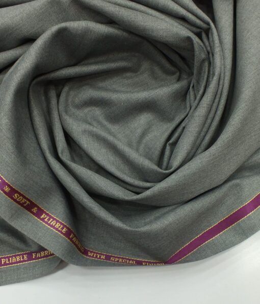 Raymond Light Worsted Grey Self Structured Checks Poly Viscose Trouser or 3 Piece Suit Fabric (Unstitched - 1.25 Mtr)