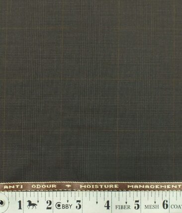 Raymond TechnoStretch Dark Carob Brown Self Checks Poly Viscose Stretchable Trouser or 3 Piece Suit Fabric (Unstitched - 1.25 Mtr)