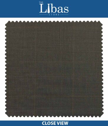 Raymond TechnoStretch Dark Carob Brown Self Checks Poly Viscose Stretchable Trouser or 3 Piece Suit Fabric (Unstitched - 1.25 Mtr)