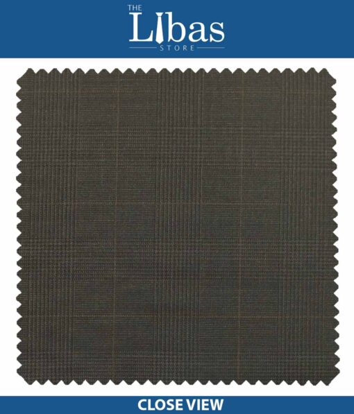 Raymond TechnoStretch Dark Carob Brown Self Checks Poly Viscose Stretchable Trouser or 3 Piece Suit Fabric (Unstitched - 1.25 Mtr)