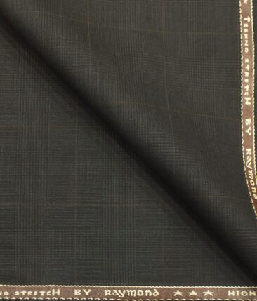Raymond TechnoStretch Dark Carob Brown Self Checks Poly Viscose Stretchable Trouser or 3 Piece Suit Fabric (Unstitched - 1.25 Mtr)