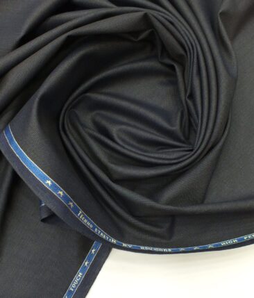 Raymond TechnoStretch Dark Greyish Blue Self Dotted Structure Poly Viscose Stretchable Trouser or 3 Piece Suit Fabric (Unstitched - 1.25 Mtr)