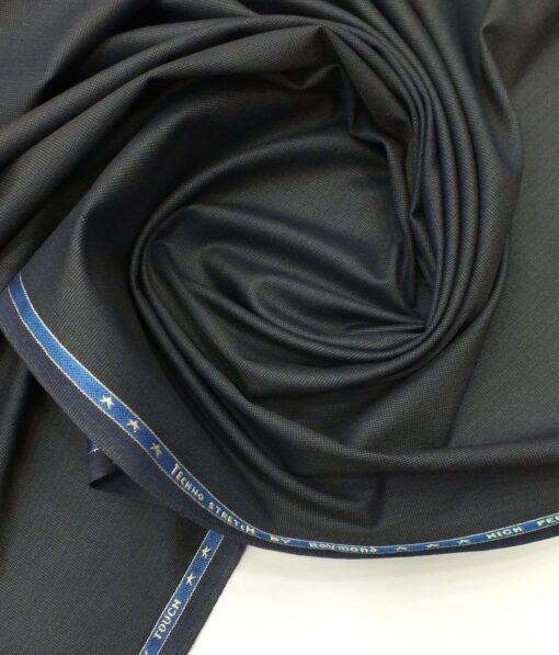 Raymond TechnoStretch Dark Greyish Blue Self Dotted Structure Poly Viscose Stretchable Trouser or 3 Piece Suit Fabric (Unstitched - 1.25 Mtr)