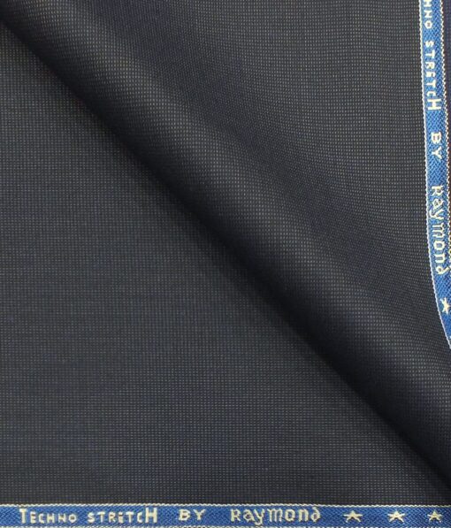 Raymond TechnoStretch Dark Greyish Blue Self Dotted Structure Poly Viscose Stretchable Trouser or 3 Piece Suit Fabric (Unstitched - 1.25 Mtr)