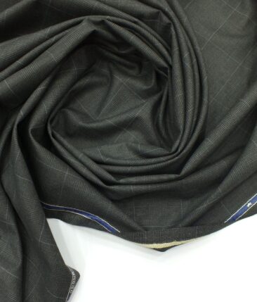 Raymond TechnoStretch Dark Grey Self Checks Poly Viscose Stretchable Trouser or 3 Piece Suit Fabric (Unstitched - 1.25 Mtr)