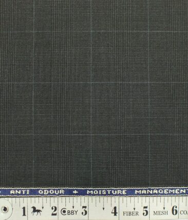Raymond TechnoStretch Dark Grey Self Checks Poly Viscose Stretchable Trouser or 3 Piece Suit Fabric (Unstitched - 1.25 Mtr)