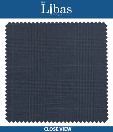 Raymond TechnoStretch Dark Royal Blue Self Checks Poly Viscose Stretchable Trouser or 3 Piece Suit Fabric (Unstitched - 1.25 Mtr)