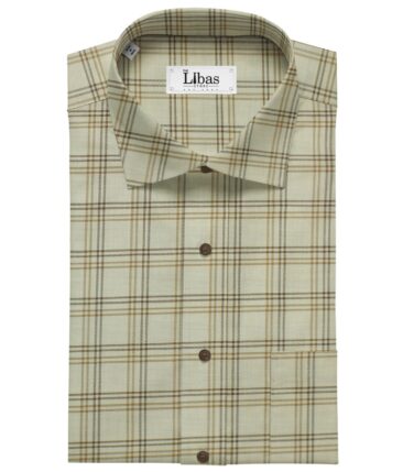 Giza House by Soktas Beige 100% Giza Cotton Brown Checks Shirt Fabric (1.60 M)