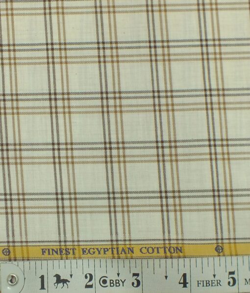 Giza House by Soktas Beige 100% Giza Cotton Brown Checks Shirt Fabric (1.60 M)