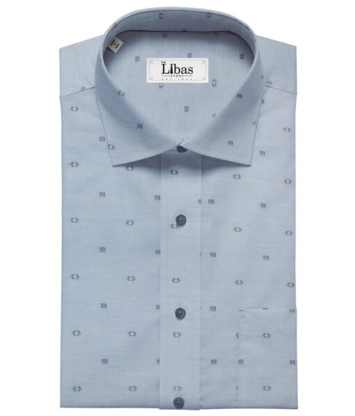 Giza House by Soktas Sky Blue 100% Giza Cotton Blue Dobby Shirt Fabric (1.60 M)