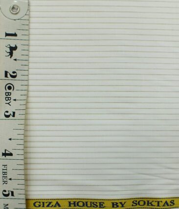 Giza House by Soktas Off White 100% Premium Cotton Brown Striped Shirt Fabric (1.60 M)