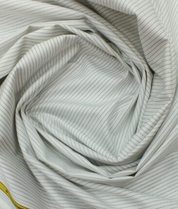 Giza House by Soktas White 100% Premium Cotton Black Striped Shirt Fabric (1.60 M)