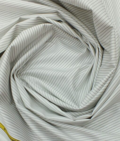 Giza House by Soktas White 100% Premium Cotton Black Striped Shirt Fabric (1.60 M)