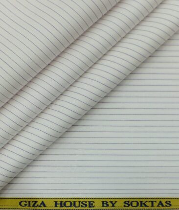 Giza House by Soktas White 100% Premium Cotton Purple Striped Shirt Fabric (1.60 M)