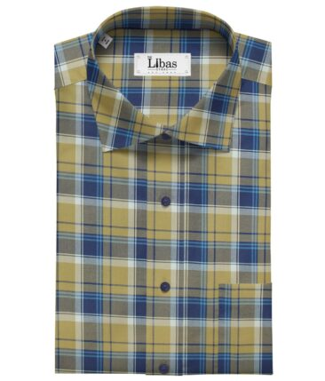 Giza House by Soktas Biege & Blue 100% Giza Cotton Burberry Checks Shirt Fabric (1.60 M)