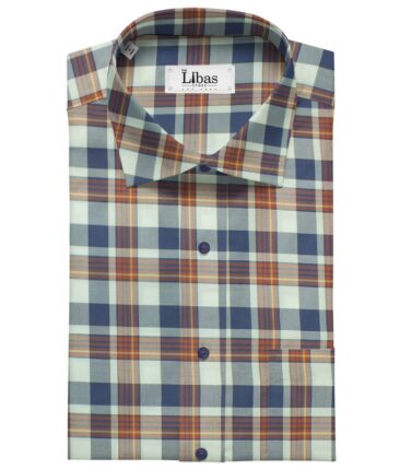 Giza House by Soktas White & Blue 100% Giza Cotton Burberry Checks Shirt Fabric (1.60 M)