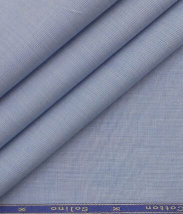Solino Medium Sky Blue 100% Premium Cotton Fil-a-Fil Shirt Fabric (1.60 M)