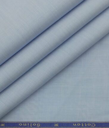 Solino Sky Blue 100% Premium Cotton Fil-a-Fil Shirt Fabric (1.60 M)
