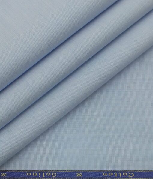 Solino Sky Blue 100% Premium Cotton Fil-a-Fil Shirt Fabric (1.60 M)