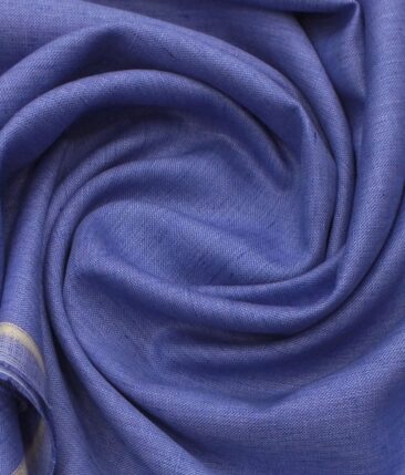 Linen Club Indigo Blue 100% European Linen Structured Unstitched 2 Piece Suit or Safari Suit Fabric (3 M)
