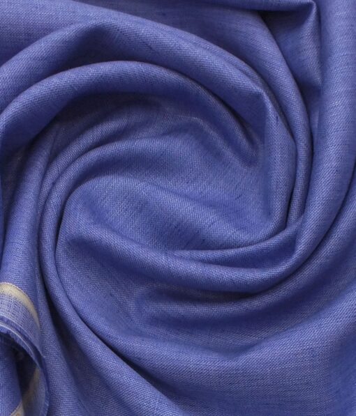 Linen Club Indigo Blue 100% European Linen Structured Unstitched 2 Piece Suit or Safari Suit Fabric (3 M)