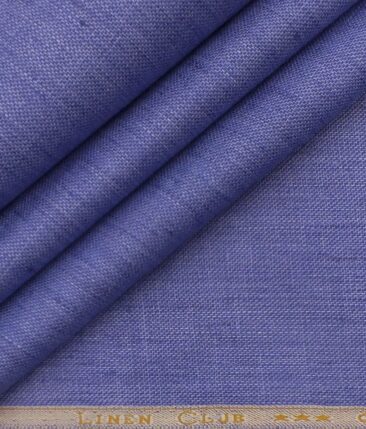 Linen Club Indigo Blue 100% European Linen Structured Unstitched 2 Piece Suit or Safari Suit Fabric (3 M)