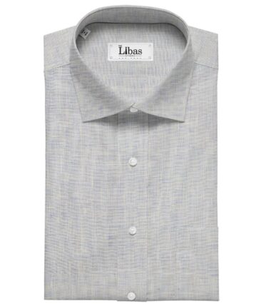 Linen Club White & Blue Structured 100% Pure Linen Shirt Fabric (1.60 M)