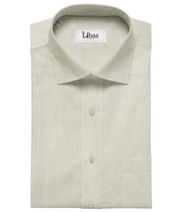 Linen Club Light Pistachious Cream 100% Pure Linen 60 Lea Self Design Shirt Fabric (1.60 M)