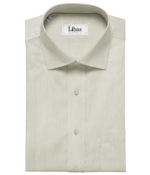 Linen Club Light Pistachious Cream 100% Pure Linen 60 Lea Self Design Shirt Fabric (1.60 M)