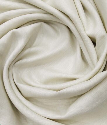 Linen Club Light Pistachious Cream 100% Pure Linen 60 Lea Self Design Shirt Fabric (1.60 M)