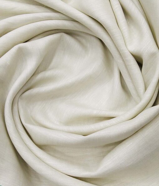 Linen Club Light Pistachious Cream 100% Pure Linen 60 Lea Self Design Shirt Fabric (1.60 M)