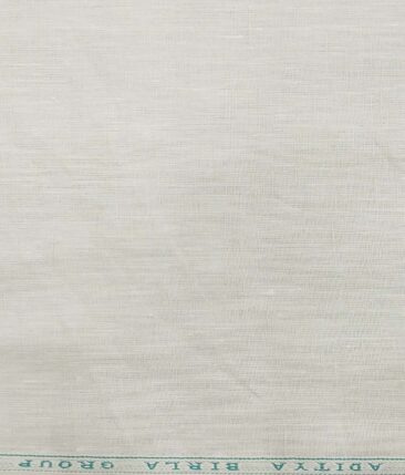 Linen Club Light Pistachious Cream 100% Pure Linen 60 Lea Self Design Shirt Fabric (1.60 M)