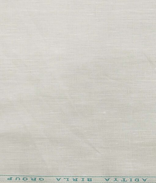 Linen Club Light Pistachious Cream 100% Pure Linen 60 Lea Self Design Shirt Fabric (1.60 M)