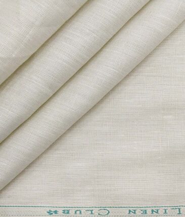 Linen Club Light Pistachious Cream 100% Pure Linen 60 Lea Self Design Shirt Fabric (1.60 M)