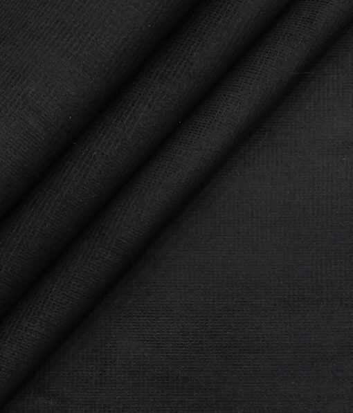 Arvind Black Self Design 98% Cotton Stretchable Corduroy Trouser Fabric (Unstitched - 1.30 Mtr)