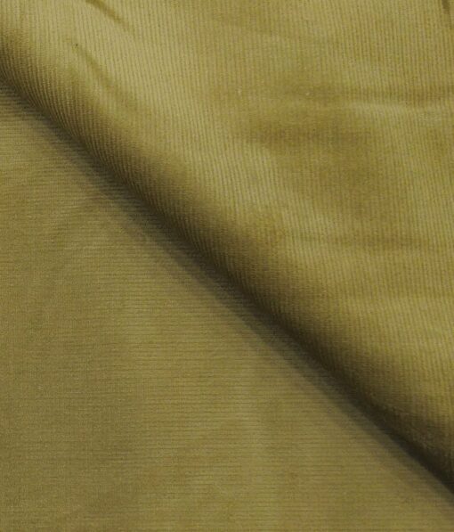 Arvind Beige Classic Pin Striped Stretchable Unstitched Corduroy Trouser Fabric - Image 1